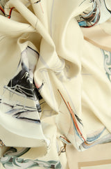 "Les Bateaux de la Principauté" Large silk square