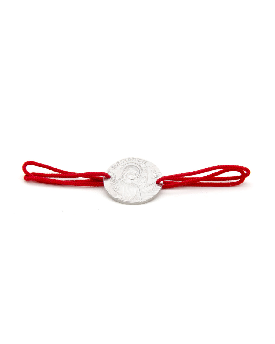 Bracelet sur cordon « Sainte Dévote » · Médaille en argent